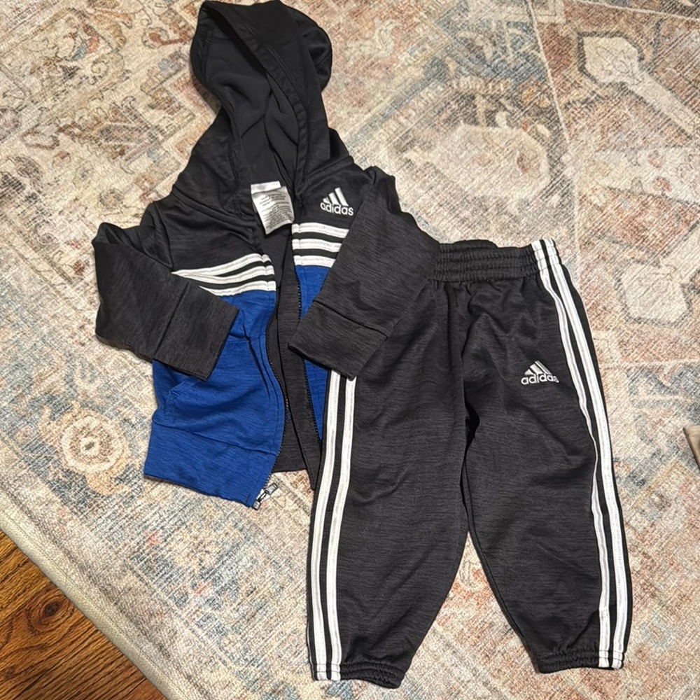 Adidas Black and Blue Jogger Sweatpants with Elastic Cuffs